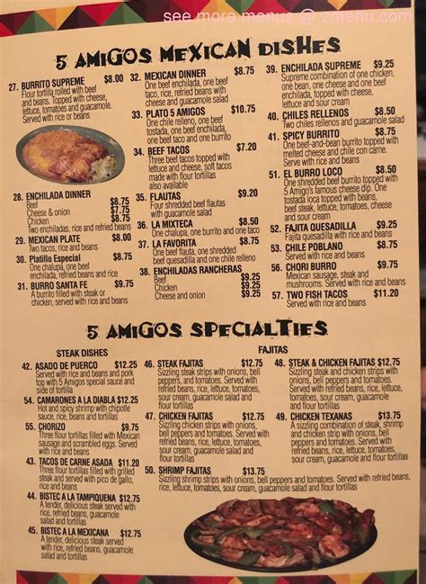 Online Menu of 5 Amigos Restaurant, Birmingham, Alabama, …