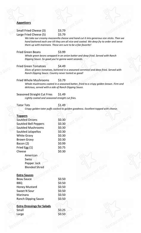 Online Menu of Beauregard