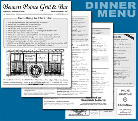 Online Menu of Bennett