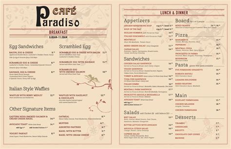 Online Menu of Caffe Paradiso Restaurant, …