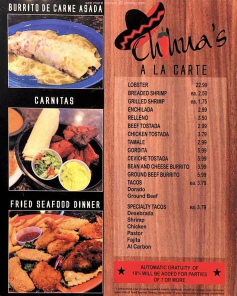 Online Menu of Chihuas Restaurant, Perryton, Texas, 79070 - Zmenu