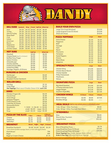 Online Menu of Dandy Mini Marts, Athens, PA - menupix.com