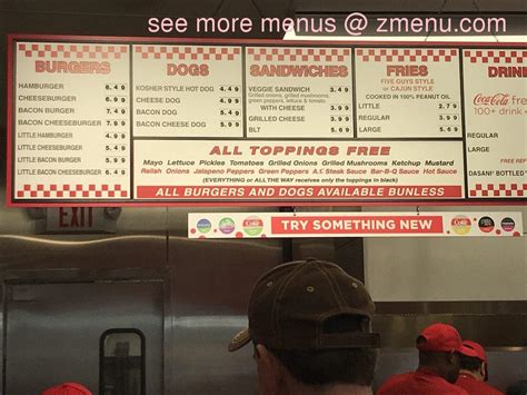 Online Menu of Five Guys, Paducah, KY