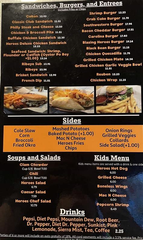 Online Menu of Heroes Sports Bar & Grill, Wichita, KS