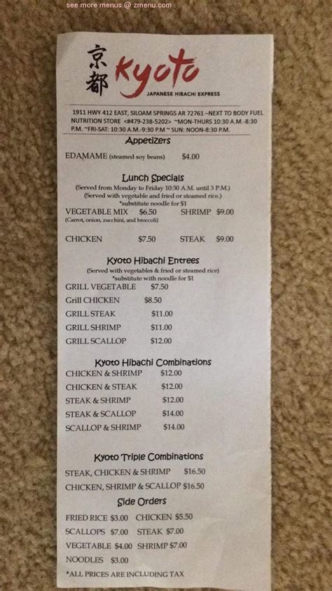 Online Menu of Kyoto Hibachi Express, Springdale, AR