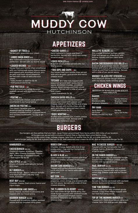 Online Menu of Muddy Cow, Hutchinson, MN - menupix.com