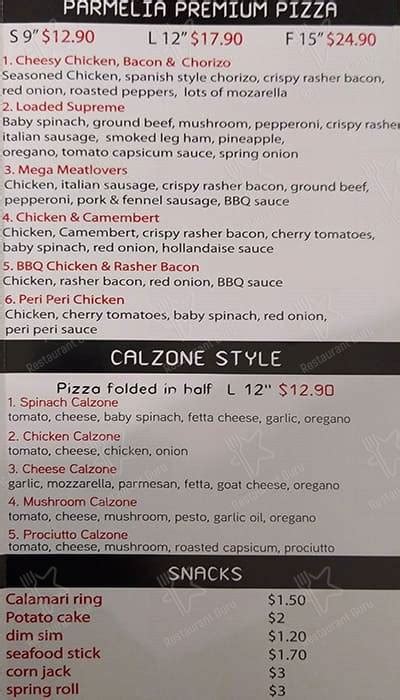 Online Menu of Parmelia Pizza House Restaurant, Taylors Lakes, …