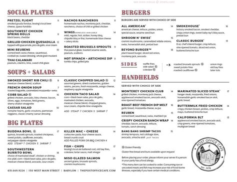 Online Menu of Post Office Cafe Restaurant, Babylon, New York, 11702