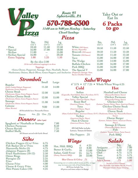 Online Menu of Quaker Valley Subs & Pizza, Fishertown, PA