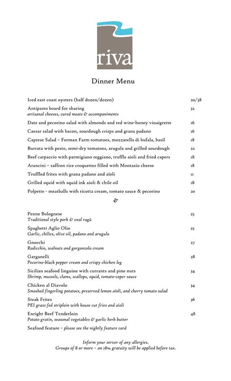 Online Menu of Riva