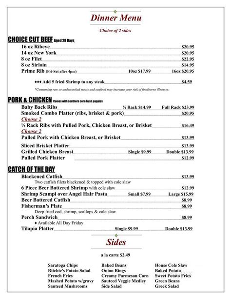 Online Menu of Slow Richie