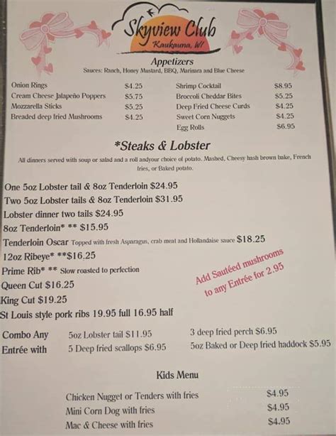 Online Menu of Starlite Club, Kaukauna, WI - menupix.com