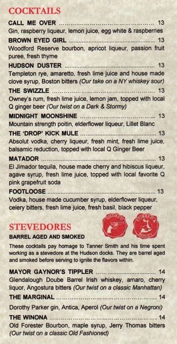 Online Menu of Tanner Smiths Bar, New York, NY