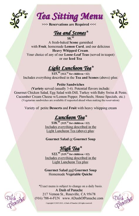 Online Menu of Tea Party, Newport, OR