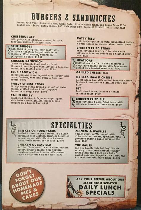 Online Menu of The Spur Texas Kitchen & Bar Restaurant, …