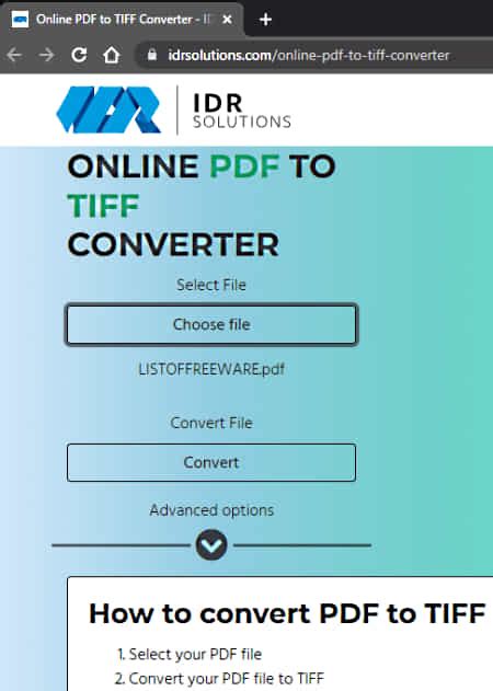 Online PDF to TIFF Converter - IDRsolutions