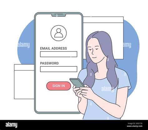 Online Registration or Sign Up Login for Account on Smartphone App. User interface with Secure