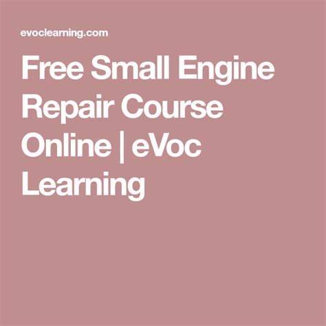 Online Small Engine Repair Course Free