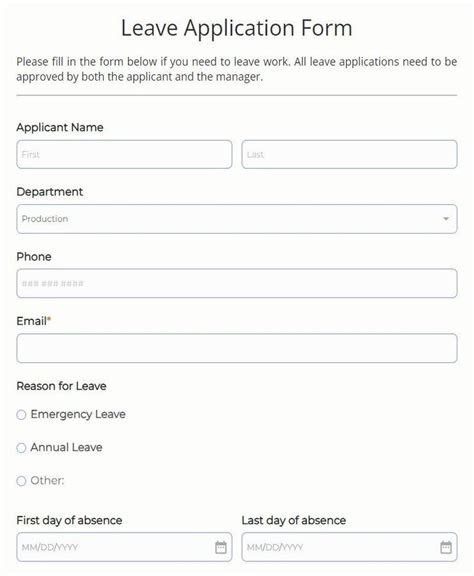 Online Unpaid Leave Form Template 123FormBuilder
