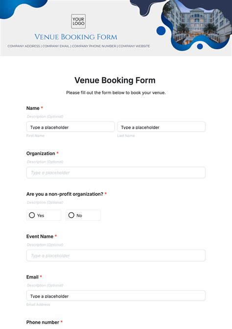 Online Venue Booking Form Template 123 Form Builder