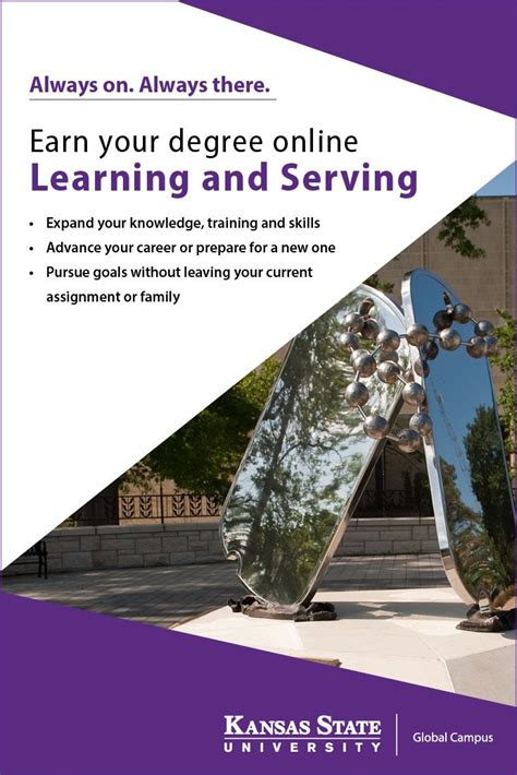 Online degree programs kansas. At Kansas State University, we are committed to helping you find your passion and achieve your goals. ... We've got you covered with undergraduate and graduate degree programs available across our campus locations and online. Several noncredit program options are available for your continued professional development. Keywords. Search by ... 