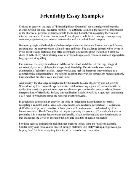 Online friendship essay.  This essay will use the example of Richard, a former...