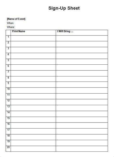 Online sign up sheet. A volunteer signup sheet is used by charities or nonprofits to manage volunteer details online. With Jotform’s free online Volunteer Sign Up Sheet, your charitable organization can easily manage volunteer applications, contact info, event details, hours of work, and more. Get started by customizing this template and filling it out manually ... 