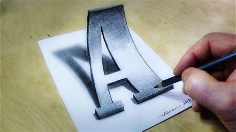 Only One Pencil How to Draw 3D Letter A in Western Style Font 3d