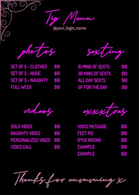 Onlyfans content menu
