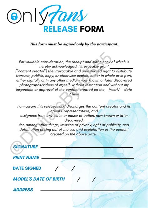 Onlyfans release form template
