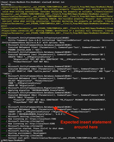 Onmodelcreating ef core not called.  Problem is that my OnModelCreating method is never called....