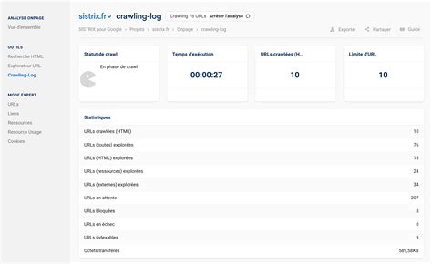 Onpage Crawling Log SISTRIX