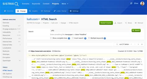Onpage HTML Search SISTRIX