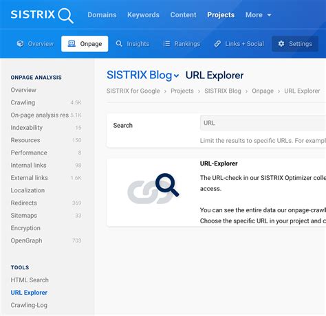 Onpage URL Explorer SISTRIX