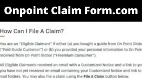 Onpoint Claim Form com File a Claim 2022 Details Here!