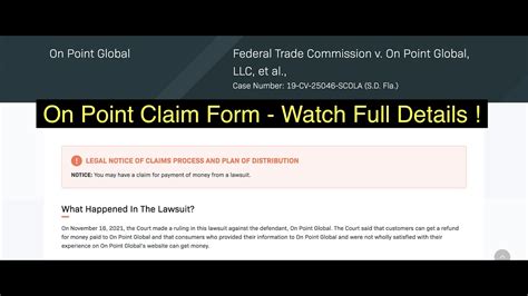Onpoint claim form.com. Legitimate emails related to this settlement will come from noreply@onpointclaimform.com, or from an ftc.gov email address, and will be sent to the e-mail address used when consumers paid or submitted information to the bogus site. 