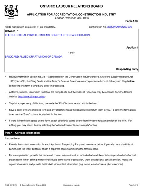 Ontario Labour Relations Board - Forms by Number