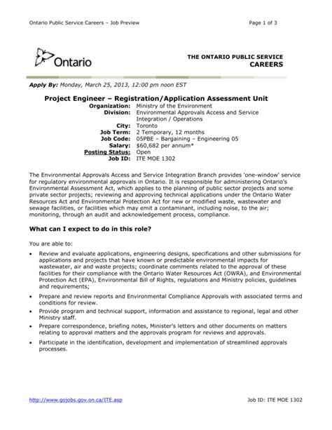 Ontario Public Service Careers - Job Preview - Amended - Senior …