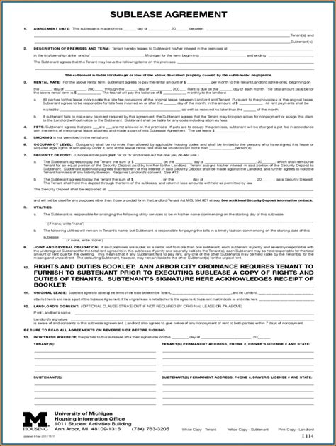 Ontario Sublet Agreement Template