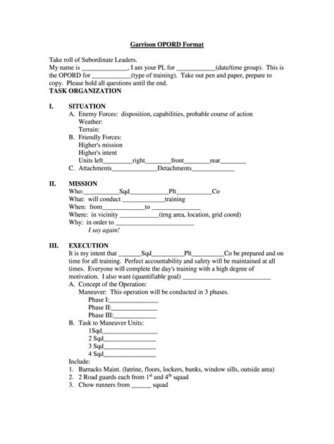 Op Order Template Form Fill Out and Sign Printable PDF Template signNow