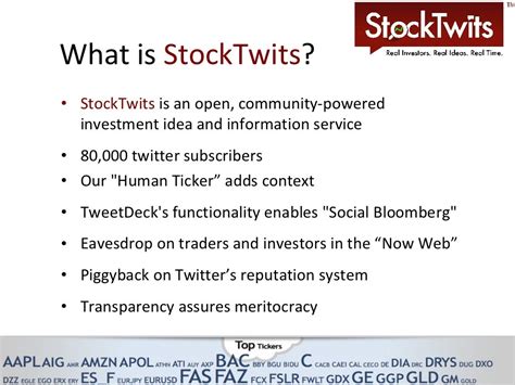 The latest messages and market ideas from Stocktwits (@Stocktwits) on Stocktwits. Welcome to Stocktwits! Share messages with cash tags e.g. $GLD or $AAPL and join …