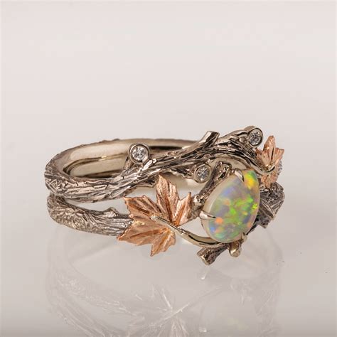 Opal Leaf Ring - Etsy