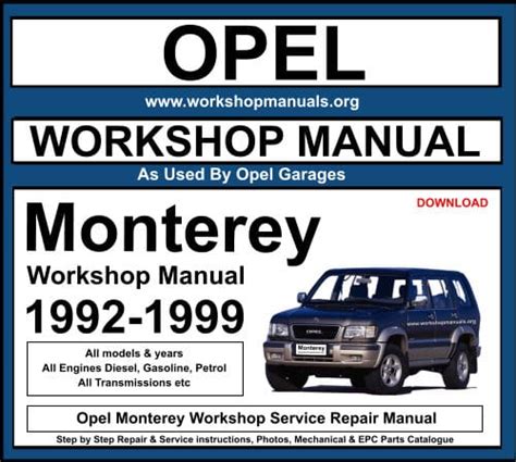 Opel monterey 3 1 service manual. - Einsatz der kosten- und leistungsrechnung nach [paragraph] 8 khbv für analysen und entscheidungen im krankenhaus.
