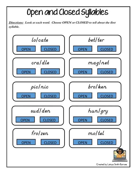 Open And Closed Syllable Sort Worksheet Education Com