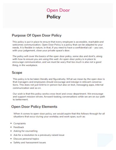 Open Door Policy Workplace Examples News Blog