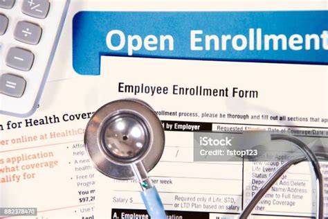 Open Enrollment Healthcare Benefit Forms Stock Photo Download Image