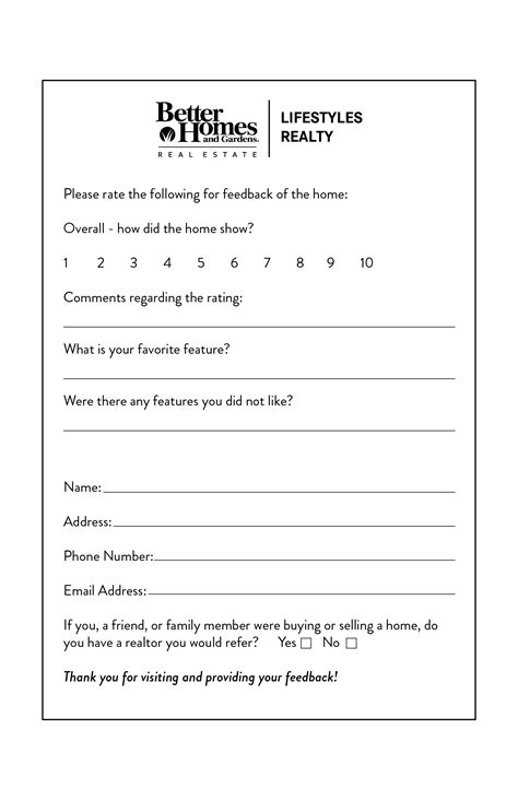 Open House Feedback Sheet image02 BHGRE Resource Center