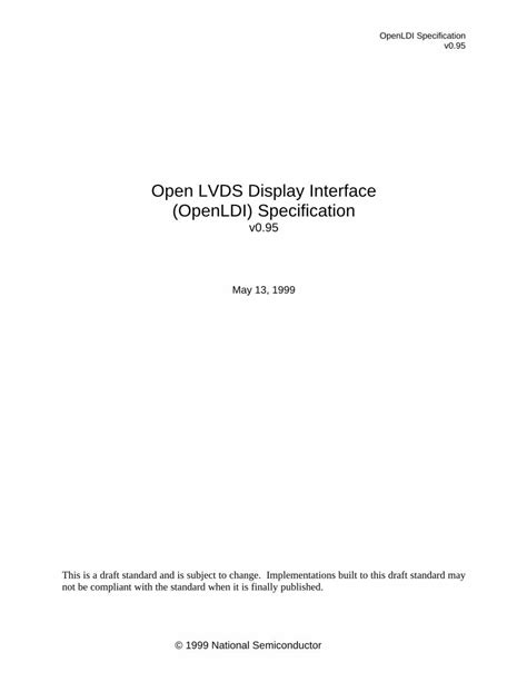 Open LVDS Display Interface (OpenLDI) Specification - GitHub …