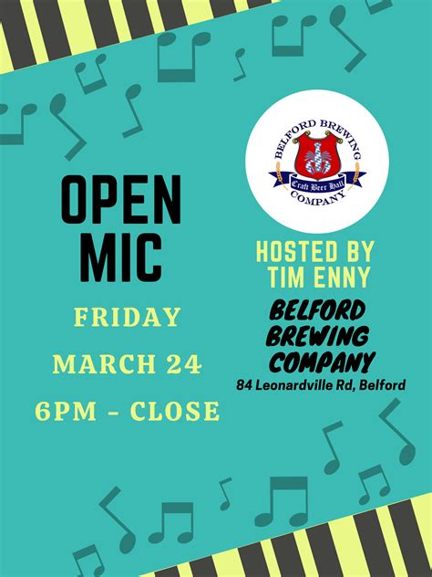 Open Mic Night – Friday March 24th – Belford Brewing Company