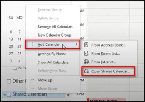 Open Shared Calendar